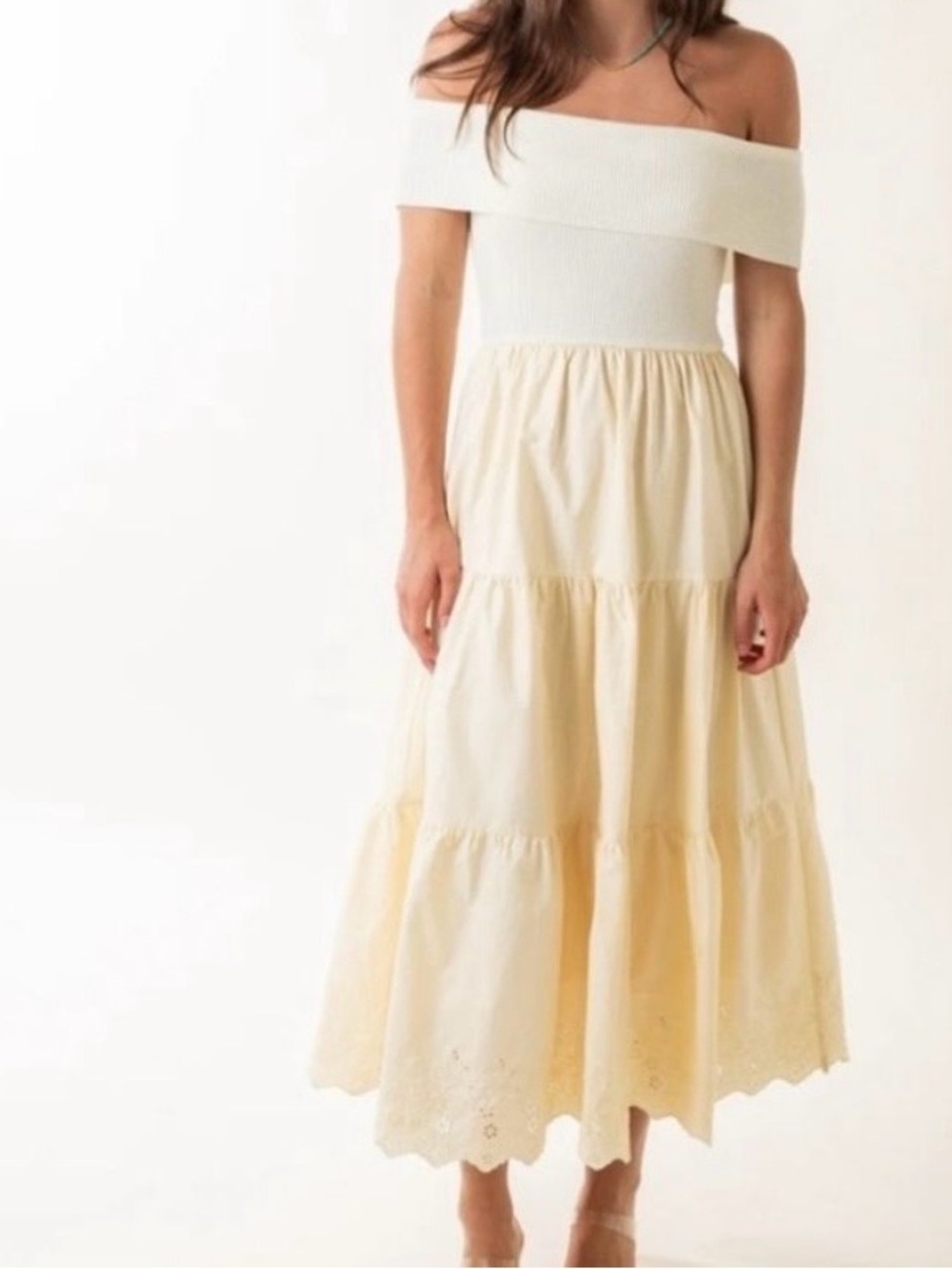 Moon River Cream Tiered Dress